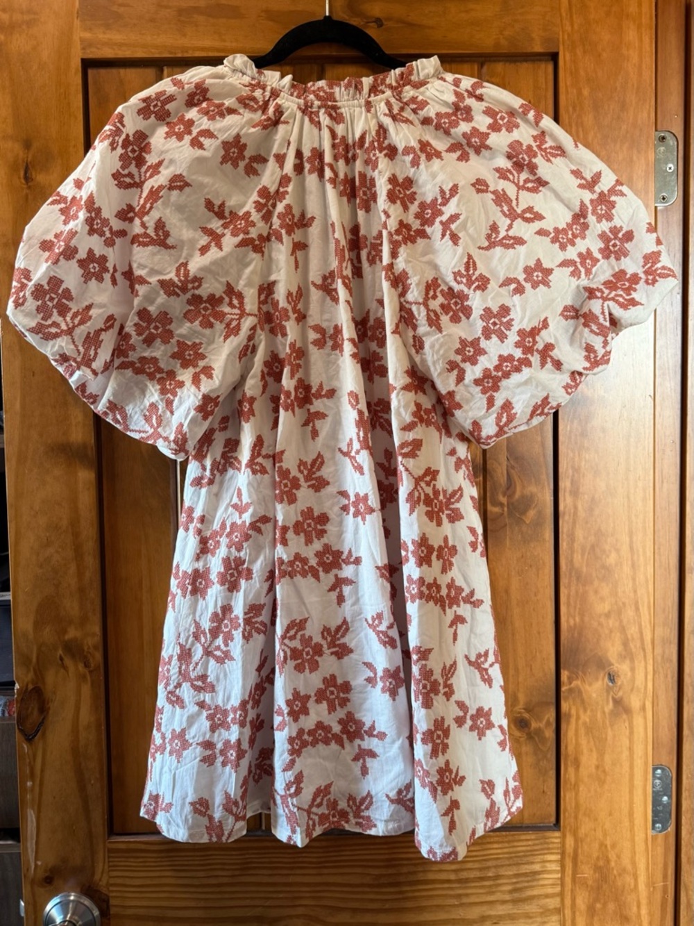 Floral V-Neck Puff Sleeve Mini Dress in Blush Pink - Picture 6 of 6